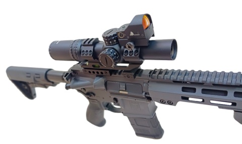 KotCzarny KC 1-6x24IR z montażem jednoczęściowym WH5070 i kolimatorem KC RD T1 mini