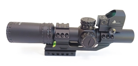 KotCzarny KC 1-6x24IR z montażem jednoczęściowym WH5070 i kolimatorem KC RD T1 mini