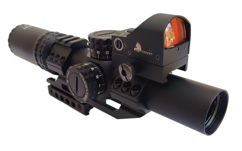 KotCzarny KC 1-6x24IR z montażem jednoczęściowym WH5070 i kolimatorem KC RD T1 mini